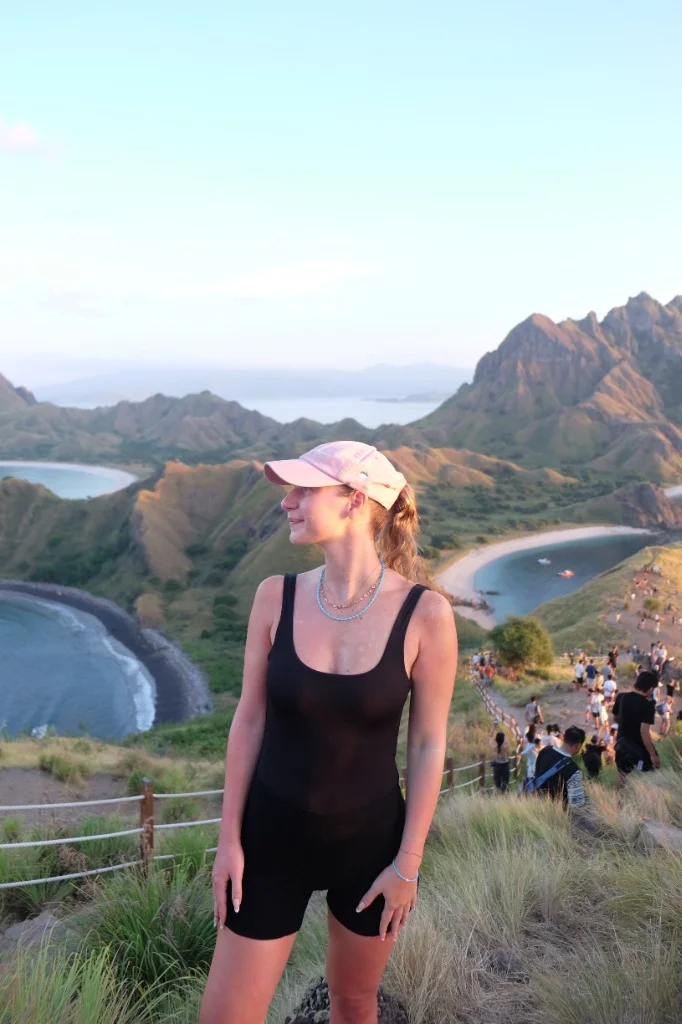 Looking out over the iconic bays of Padar Island during the golden hour